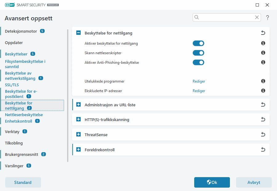 Beskyttelse for nettilgang Beskyttelse for nettilgang