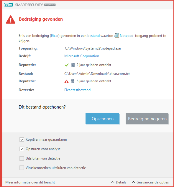 Bedreiging gevonden