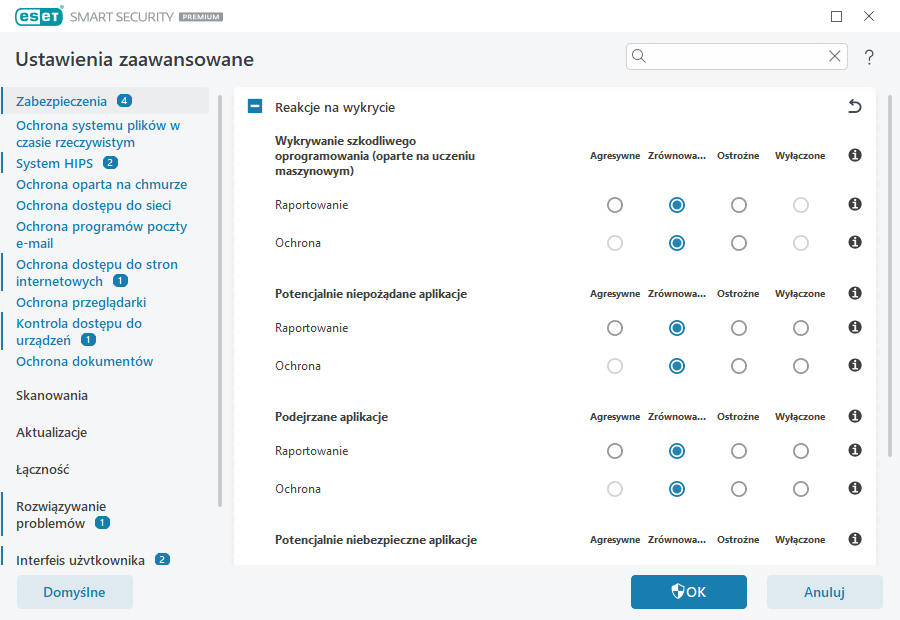 Reakcje na wykrycie