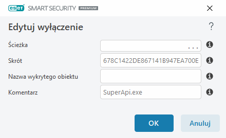 Edytuj wyłączenie