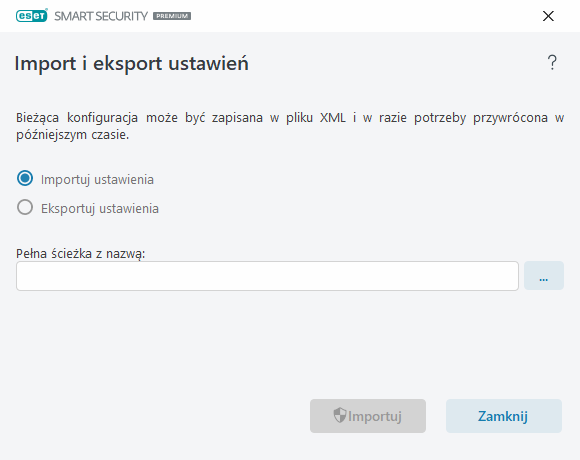 Import i eksport ustawień Import i eksport ustawień