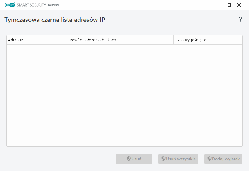 Czarna lista tymczasowa adresów IP