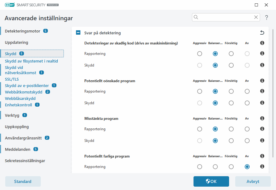 Svar på detektering