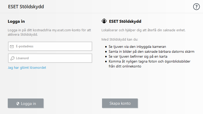 Logga in till ESET HOME