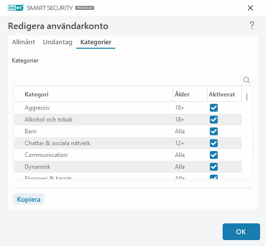Redigera användarkonto