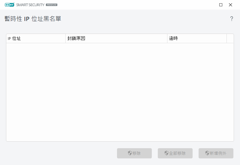 暫時性 IP 位址黑名單