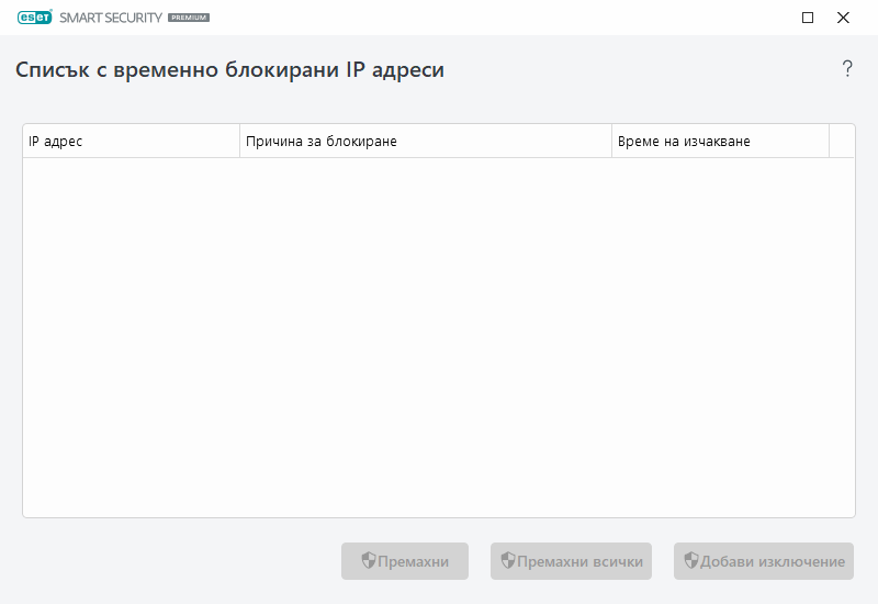 Списък с временно блокирани IP адреси Списък с временно блокирани IP адреси