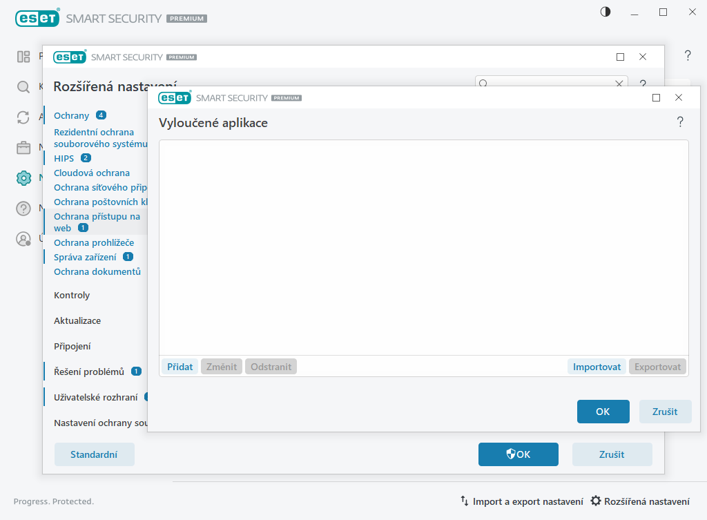 Vyloučené aplikace Vyloučené aplikace