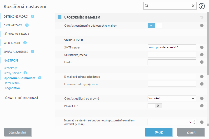 Přeposílání oznámení