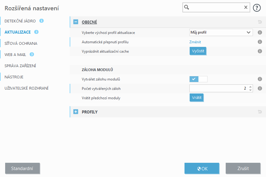 Další možnosti aktualizací Další možnosti aktualizací