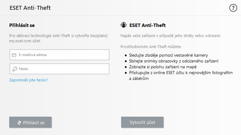 Přihlášení do ESET HOME
