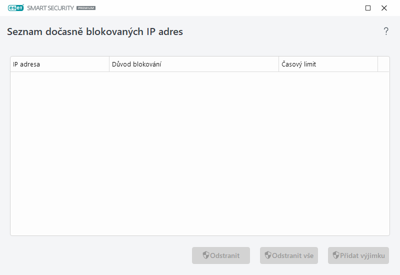 Seznam dočasně blokovaných IP adres Seznam dočasně blokovaných IP adres