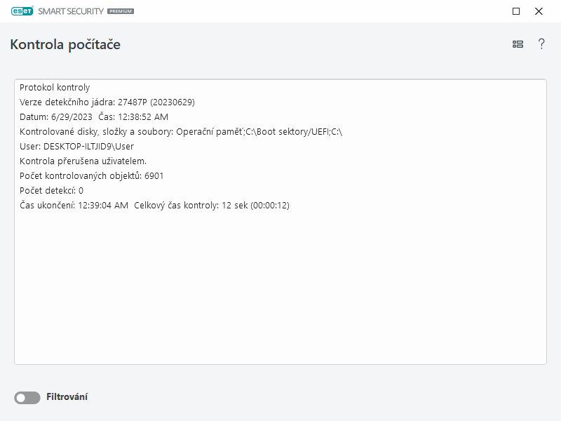 Protokol kontroly počítače Protokol kontroly počítače
