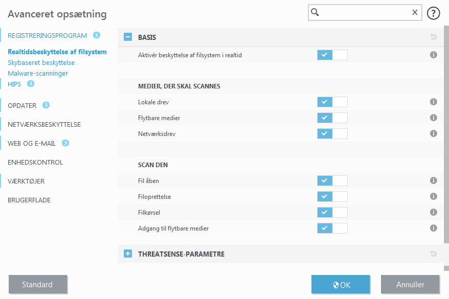 Realtidsbeskyttelse af filsystem Realtidsbeskyttelse af filsystem