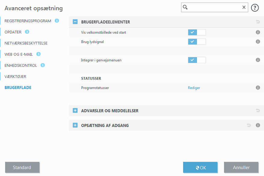 Brugerfladeelementer Brugerfladeelementer