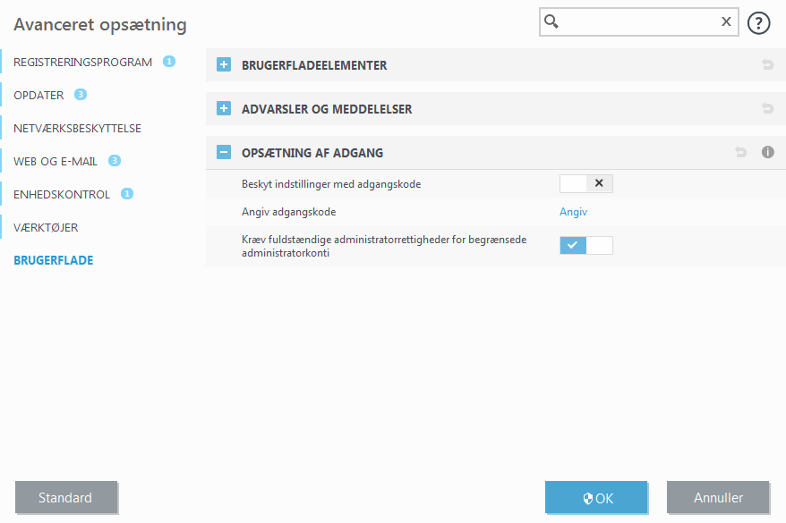Opsætning af adgang
