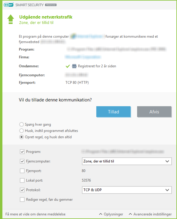Udgående netværkstrafik Udgående netværkstrafik