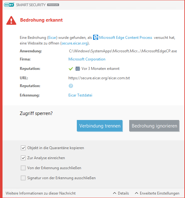 Bedrohung gefunden Bedrohung gefunden