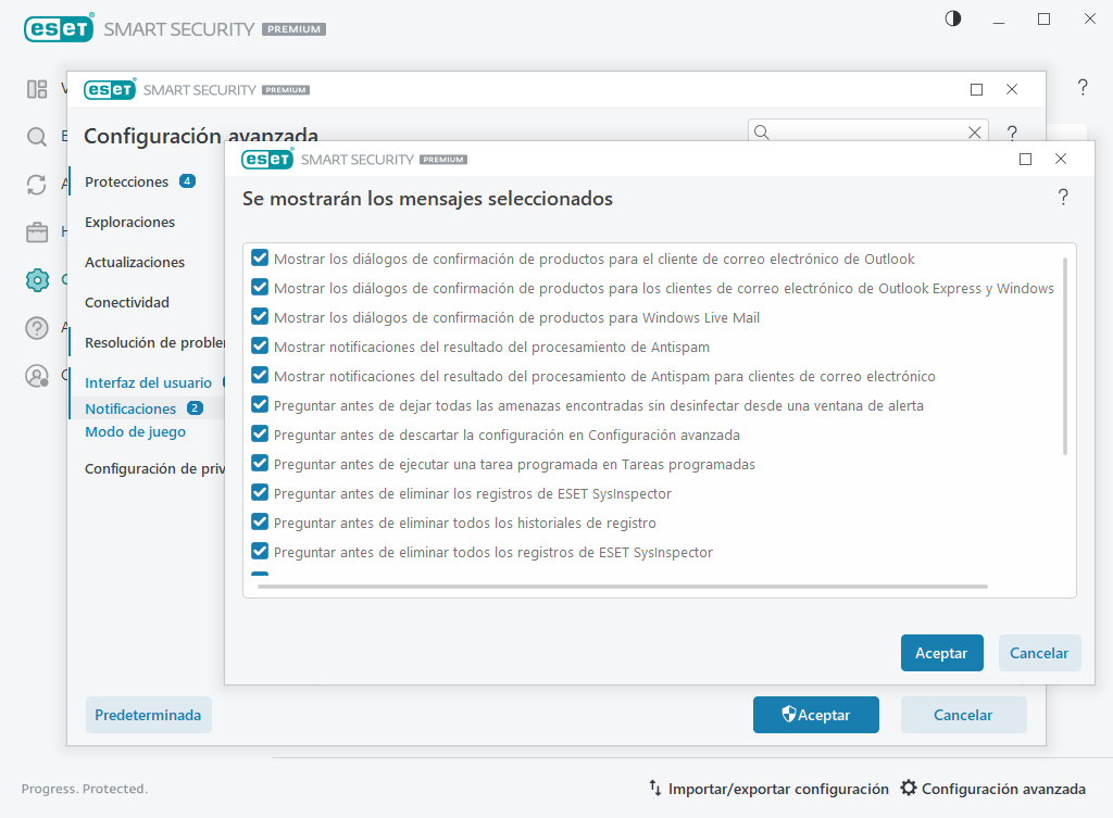 Mensajes de confirmación