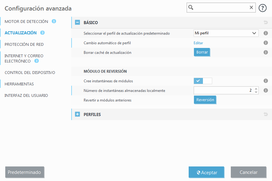 Opción de actualizaciones adicionales
