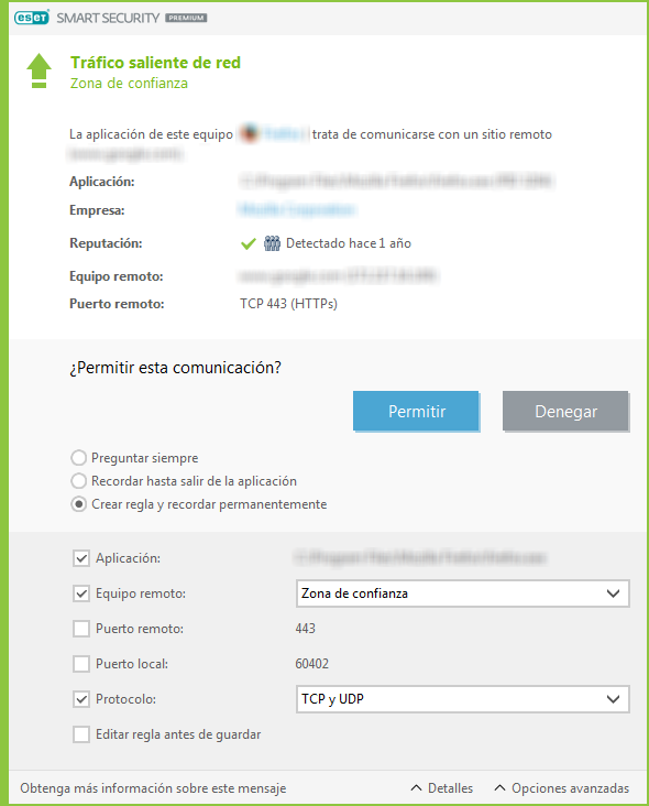 Tráfico saliente de red Tráfico saliente de red