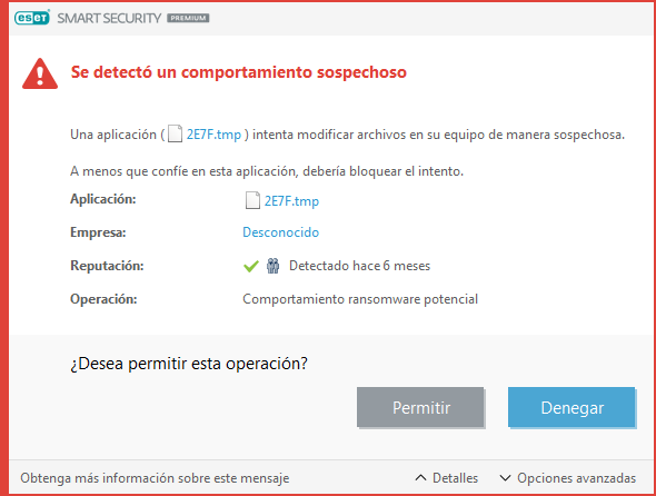 Se detectó un comportamiento ransomware potencial Se detectó un comportamiento ransomware potencial