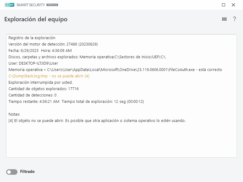 Registro de exploración del equipo Registro de exploración del equipo
