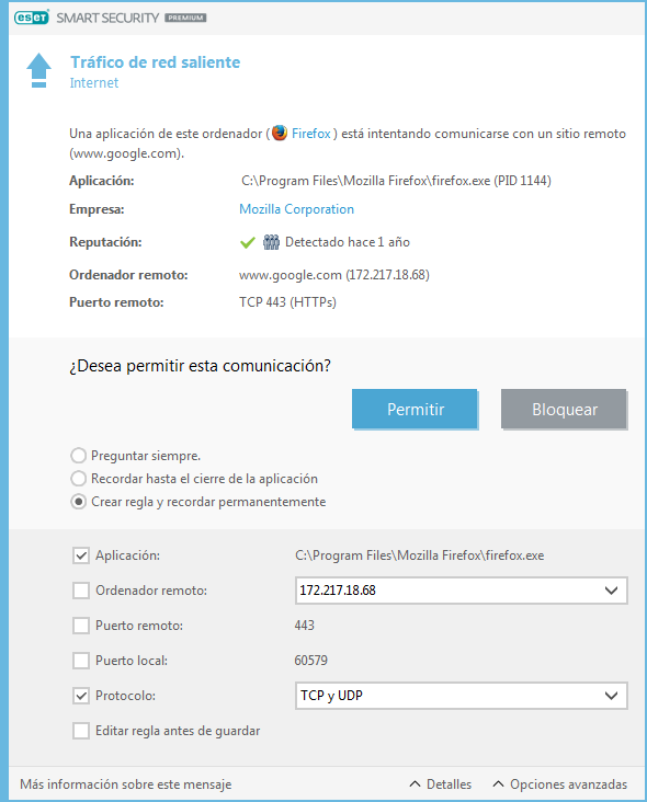Tráfico de red saliente Tráfico de red saliente