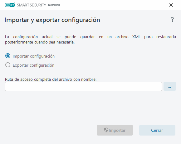 Importar y exportar configuración