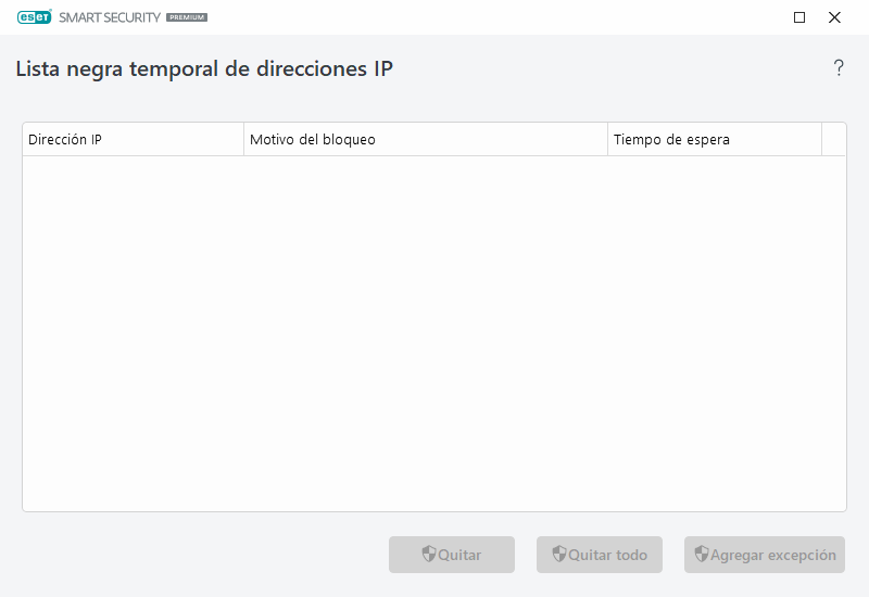 Lista negra de direcciones IP temporales Lista negra de direcciones IP temporales