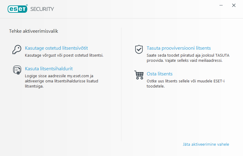 Toote aktiveerimine Toote aktiveerimine