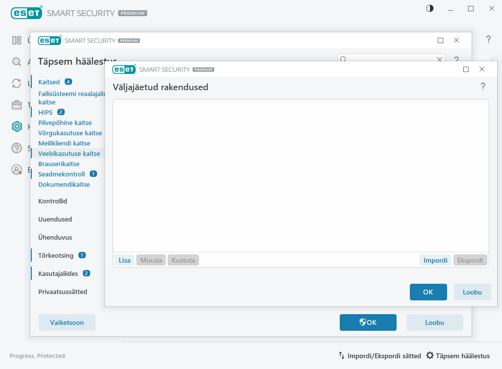 Väljajäetavad rakendused Väljajäetavad rakendused