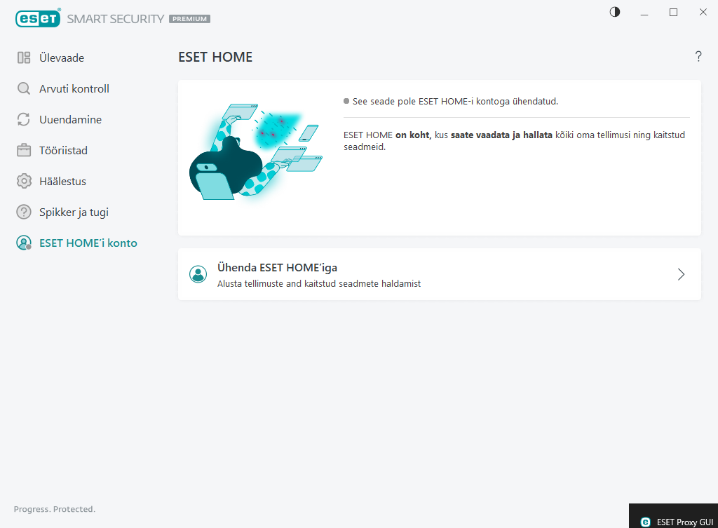ESET HOME ühenduse olek