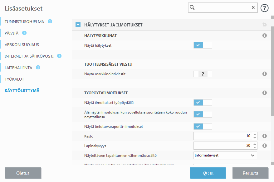 Vuorovaikutteiset hälytykset Vuorovaikutteiset hälytykset