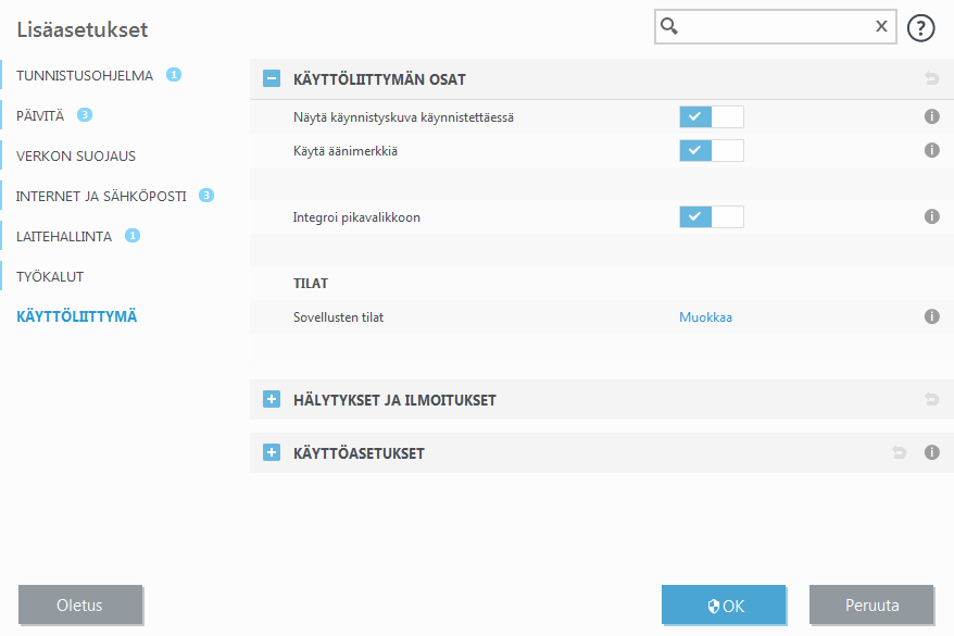 Käyttöliittymän osat