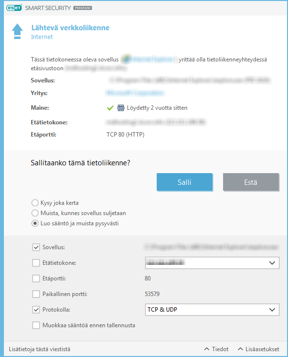 Lähtevä verkkoliikenne