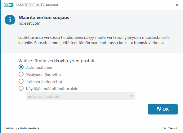 Havaittu verkkoyhteys