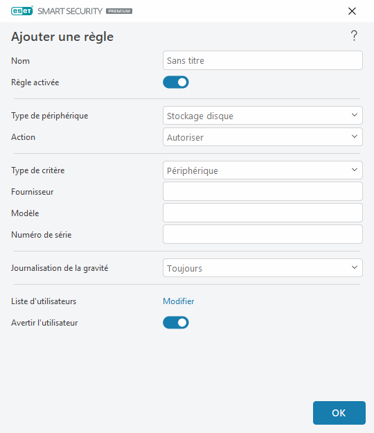 Ajouter une règle Ajouter une règle