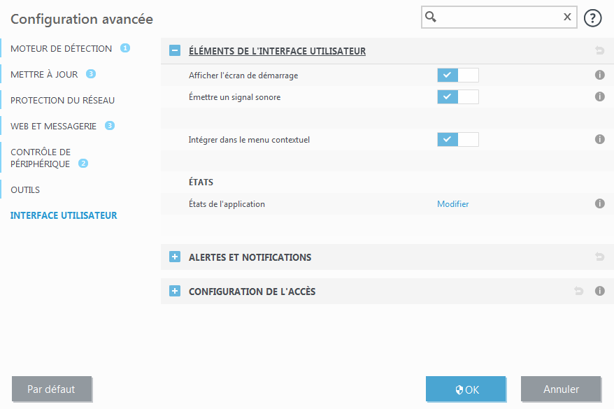 Éléments de l&#39;interface utilisateur