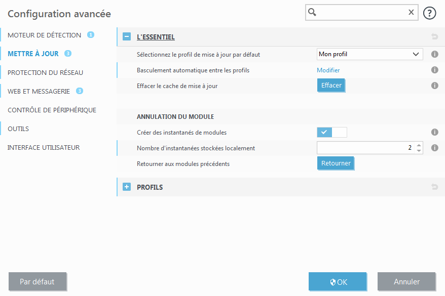 Annuler les modifications du module Annuler les modifications du module