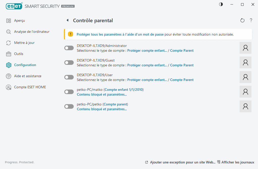 Contrôle parental Contrôle parental
