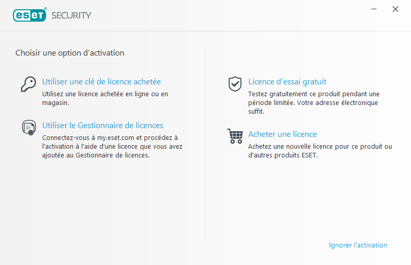 Activation du produit