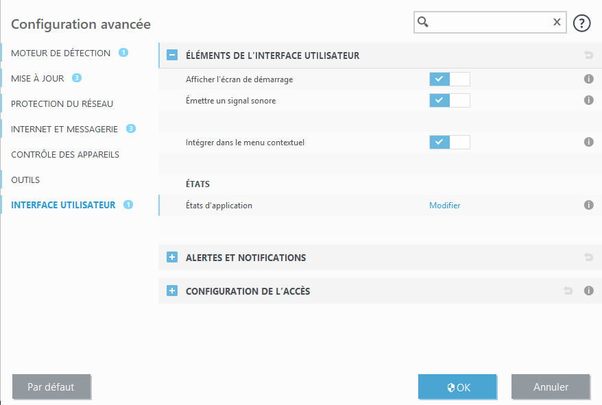 Éléments de l&#39;interface utilisateur
