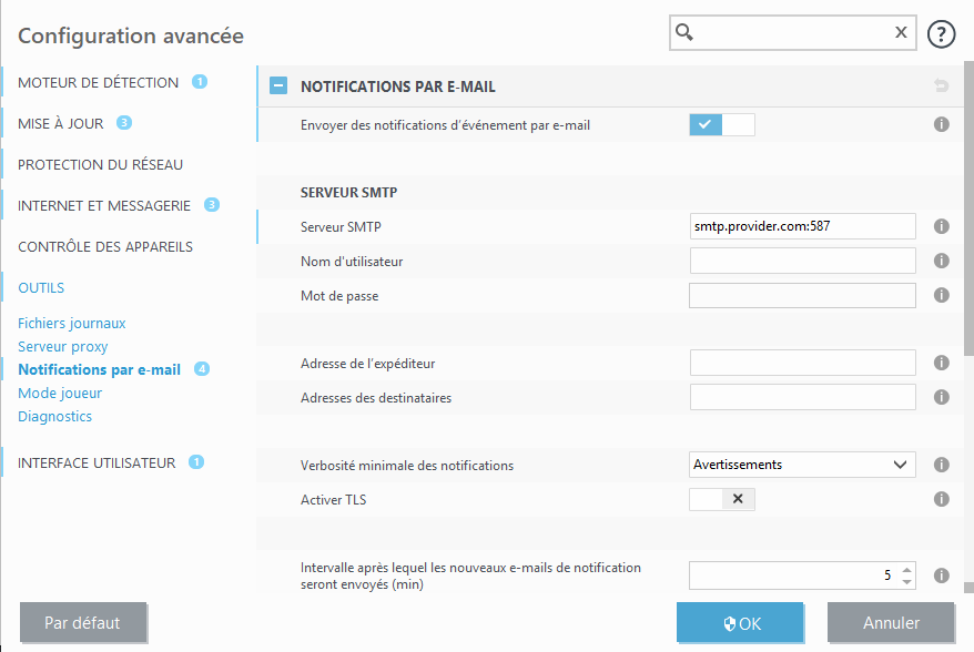 Transfert de notifications Transfert de notifications