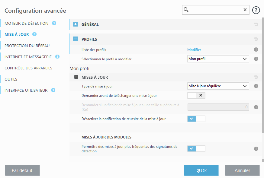 Restauration des modules Restauration des modules