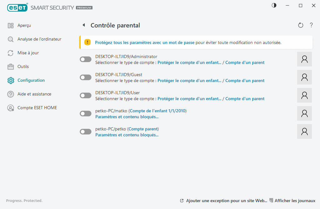 Contrôle parental Contrôle parental