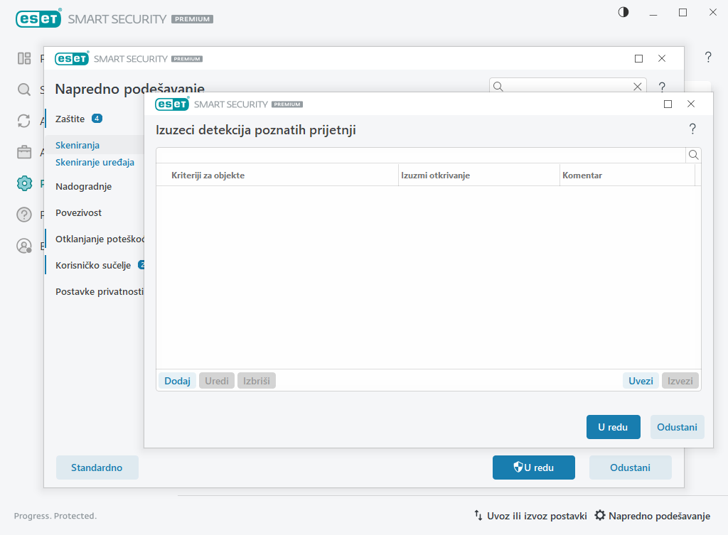 Izuzeci detekcija poznatih prijetnji