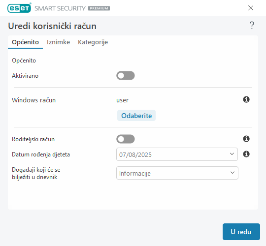 Uredi korisnički račun Uredi korisnički račun