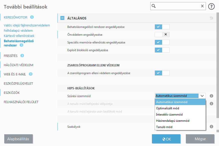 Behatolásmegelőző rendszer (HIPS) Behatolásmegelőző rendszer (HIPS)