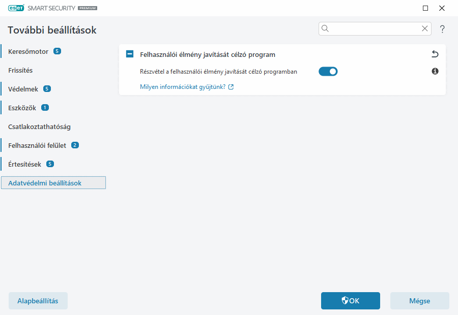 Adatvédelmi beállítások Adatvédelmi beállítások
